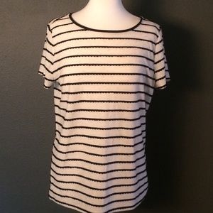 Ann Taylor Loft L Short Sleeve Stripe Top